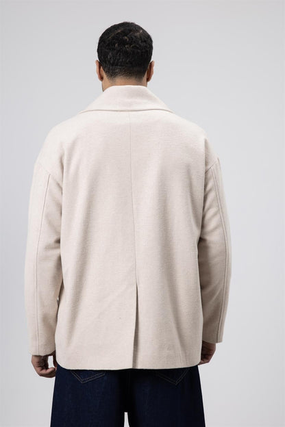 Oversize Kruvaze Kısa Kaşe Ceket