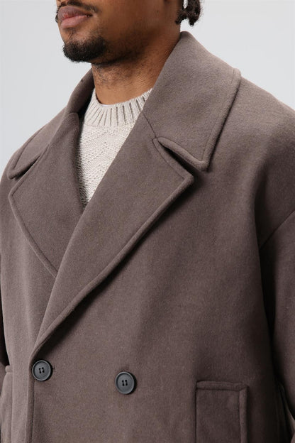 Oversize Kruvaze Kısa Kaşe Ceket