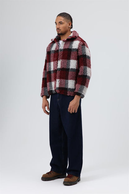 Oversize Peluş Ekose Ceket