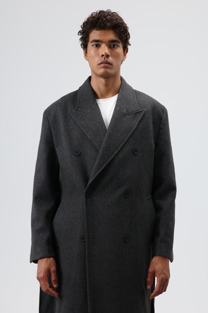 Oversize Kruvaze Kaşe Kaban