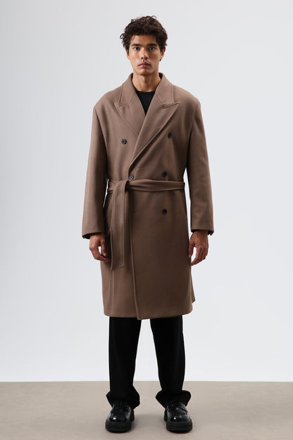 Oversize Kruvaze Kaşe Kaban