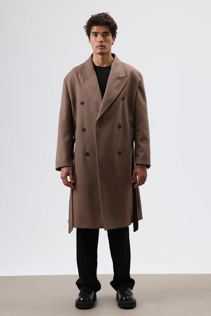 Oversize Kruvaze Kaşe Kaban