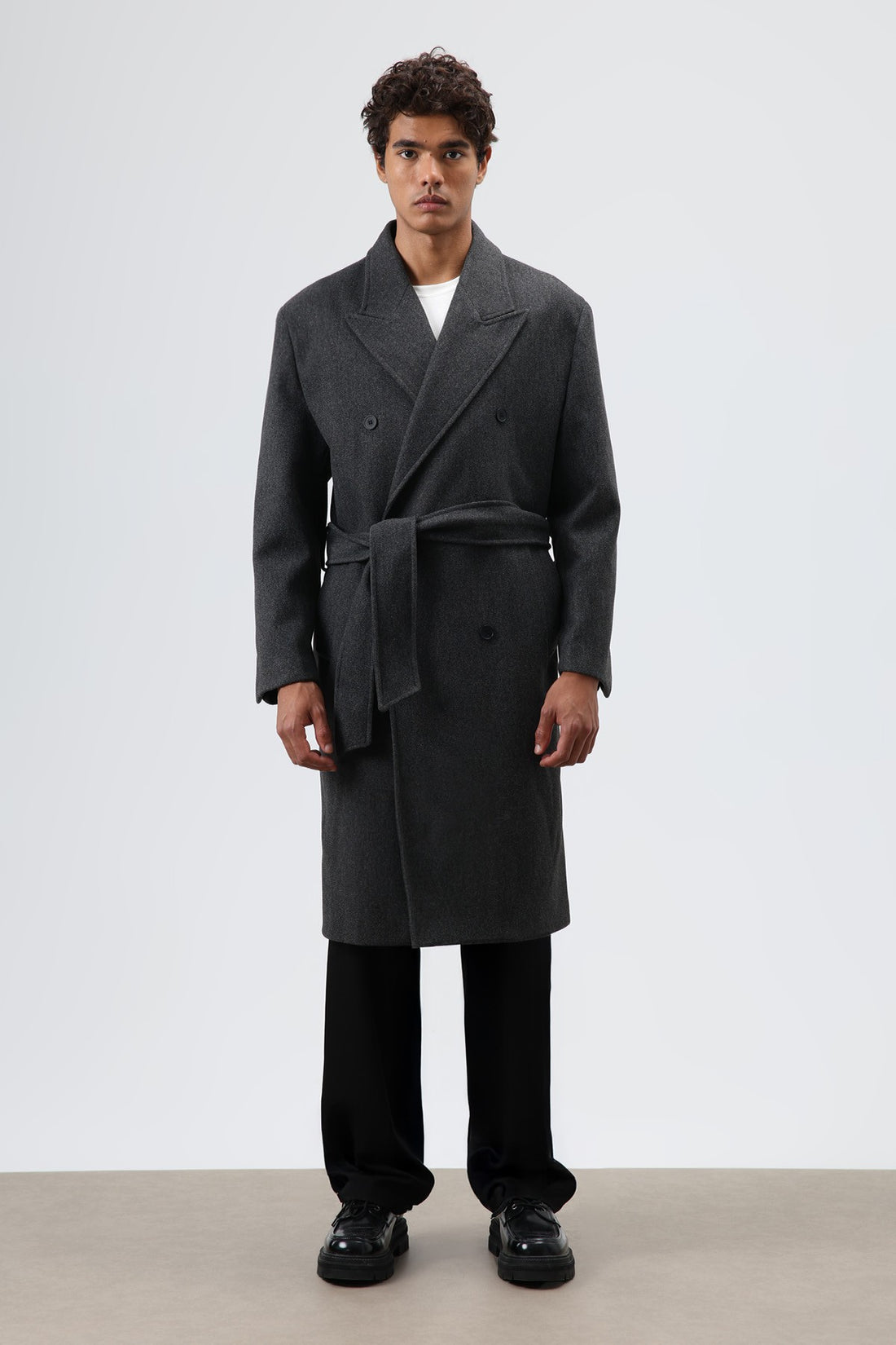 Oversize Kruvaze Kaşe Kaban