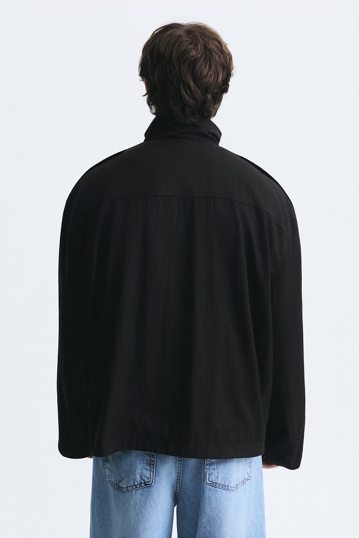 Oversize Düğmeli Dik Yaka Mont
