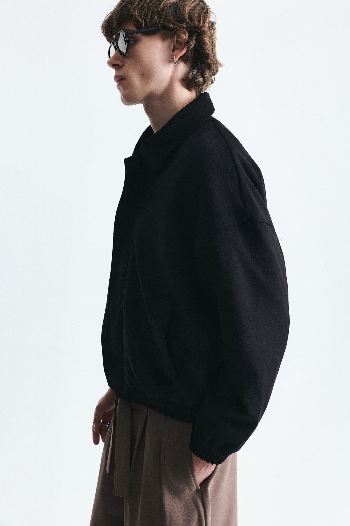 Oversize Polo Yaka Suni Süet Mont