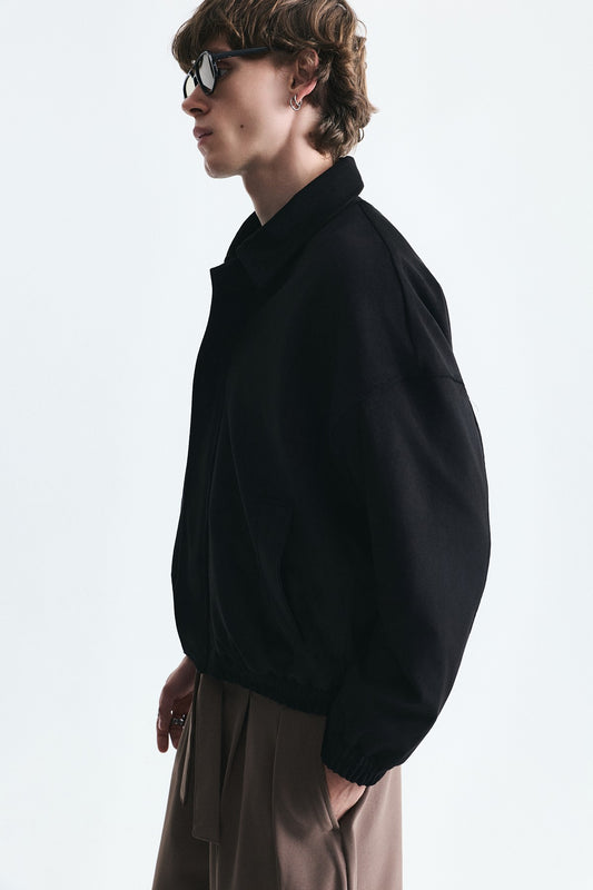 Oversize Polo Yaka Suni Süet Mont