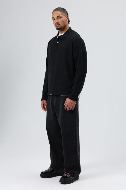 Oversize Polo Yaka Triko Kazak
