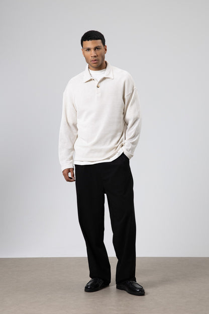 Oversize Polo Yaka Triko Kazak