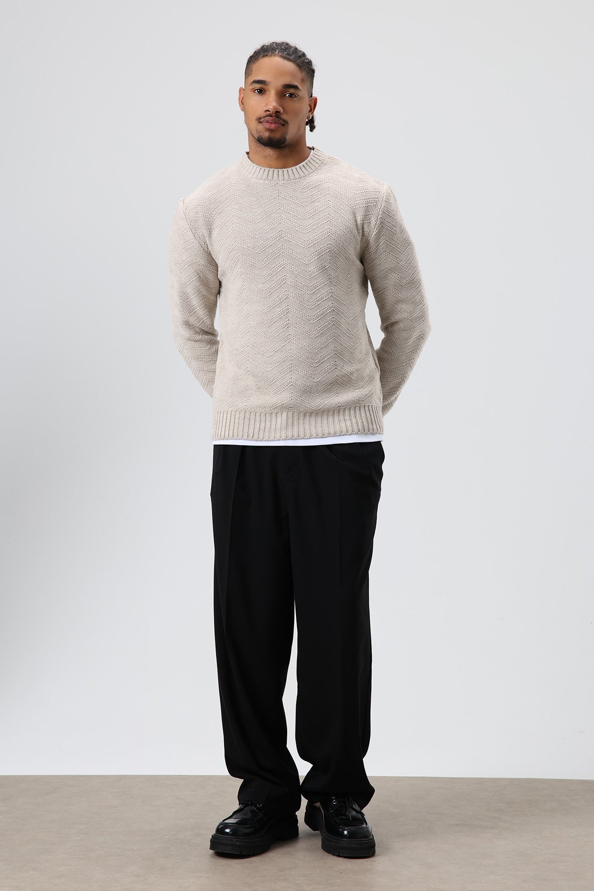 Bisiklet Yaka Oversize Triko Kazak