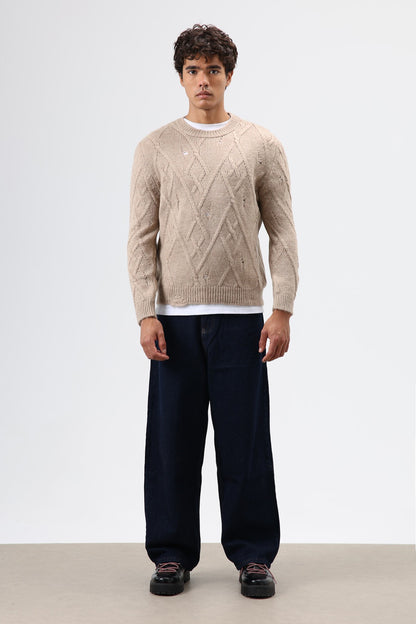 Oversize Desenli Triko Kazak