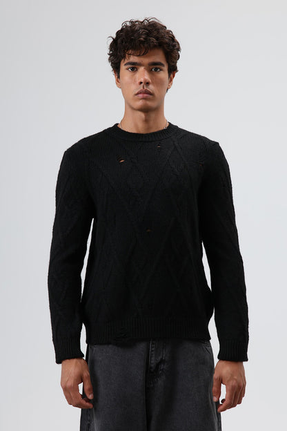 Oversize Desenli Triko Kazak