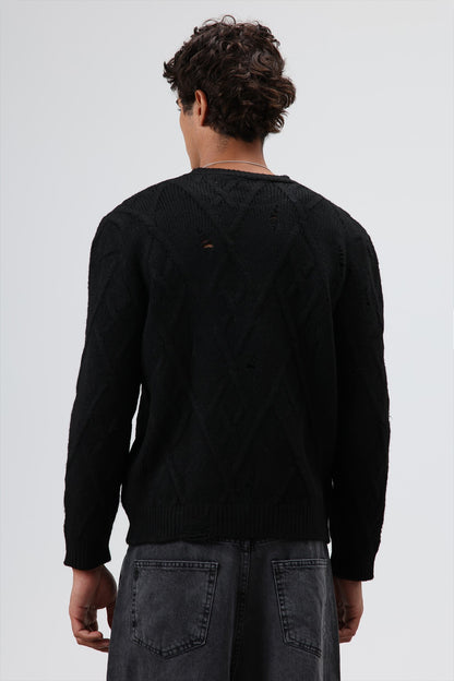Oversize Desenli Triko Kazak