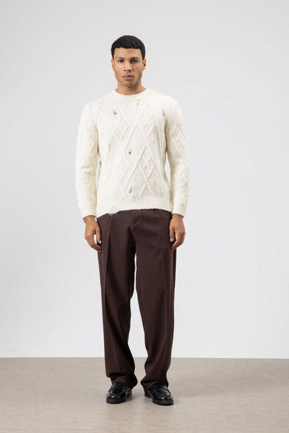 Oversize Desenli Triko Kazak