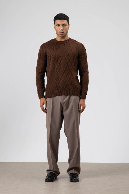 Oversize Desenli Triko Kazak
