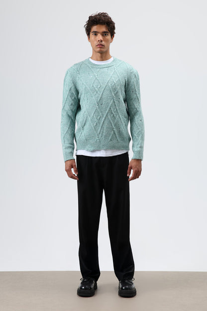 Oversize Desenli Triko Kazak