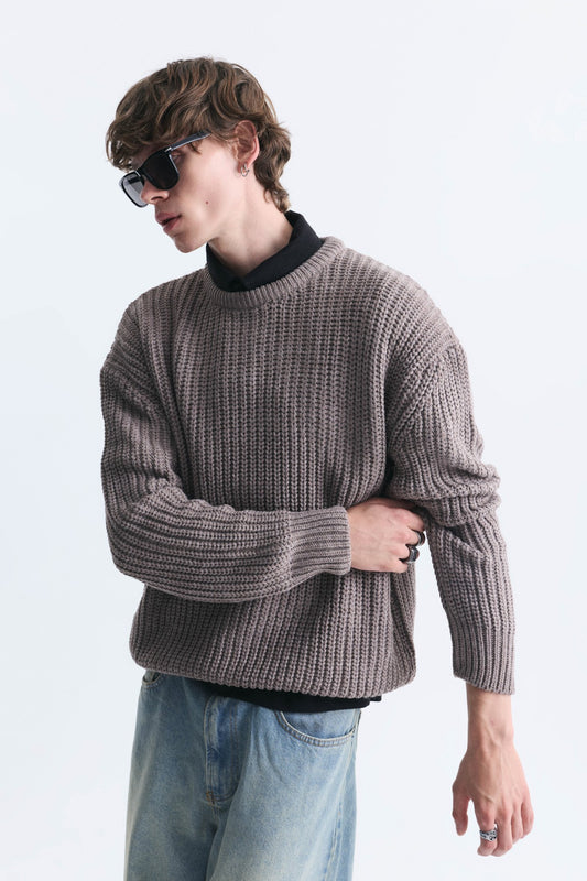 Oversize Blok Renkli Triko Kazak