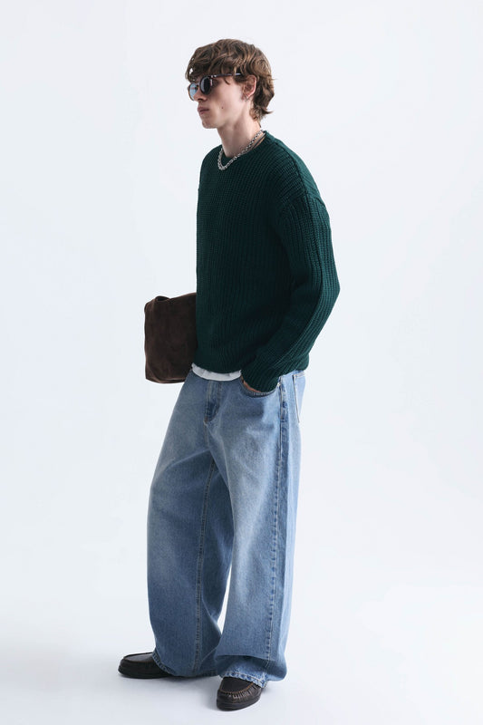 Oversize Blok Renkli Triko Kazak
