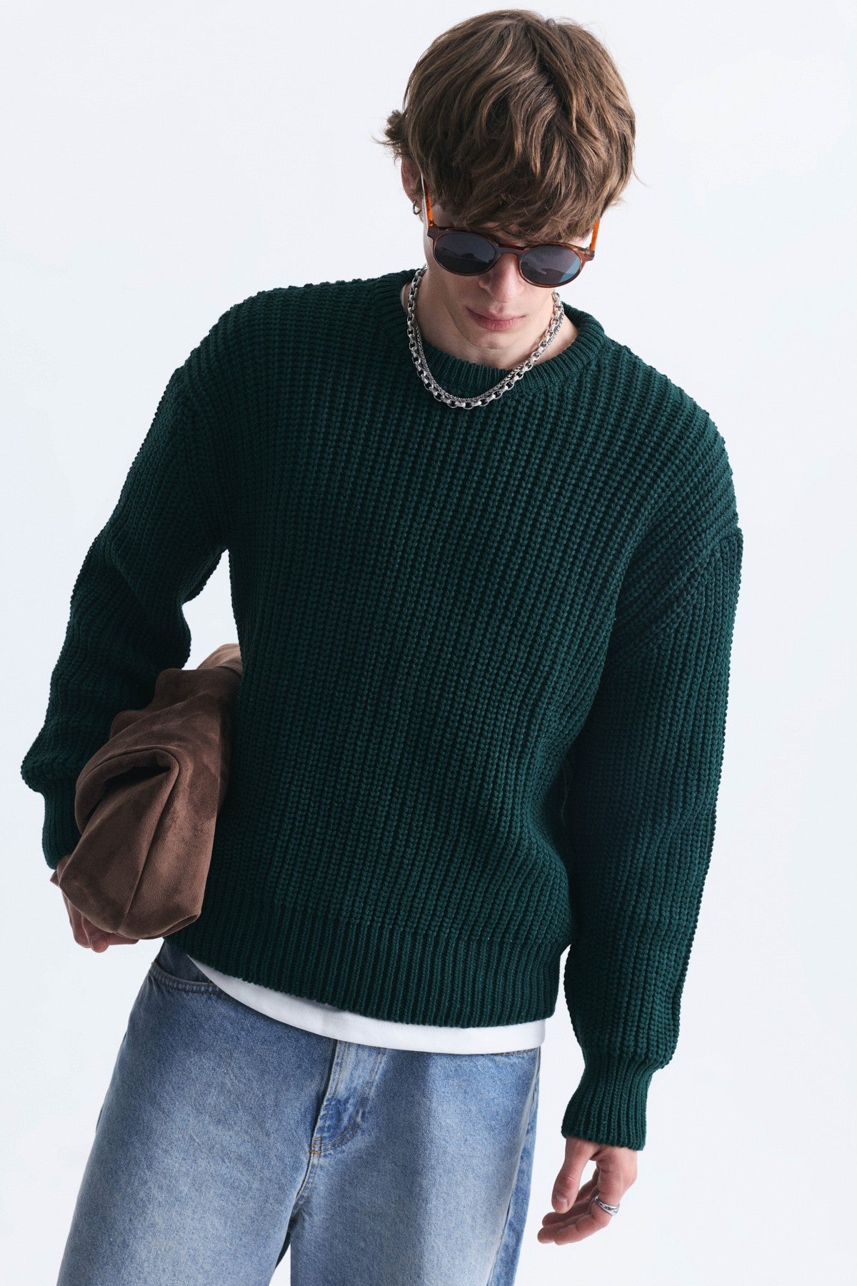 Oversize Blok Renkli Triko Kazak