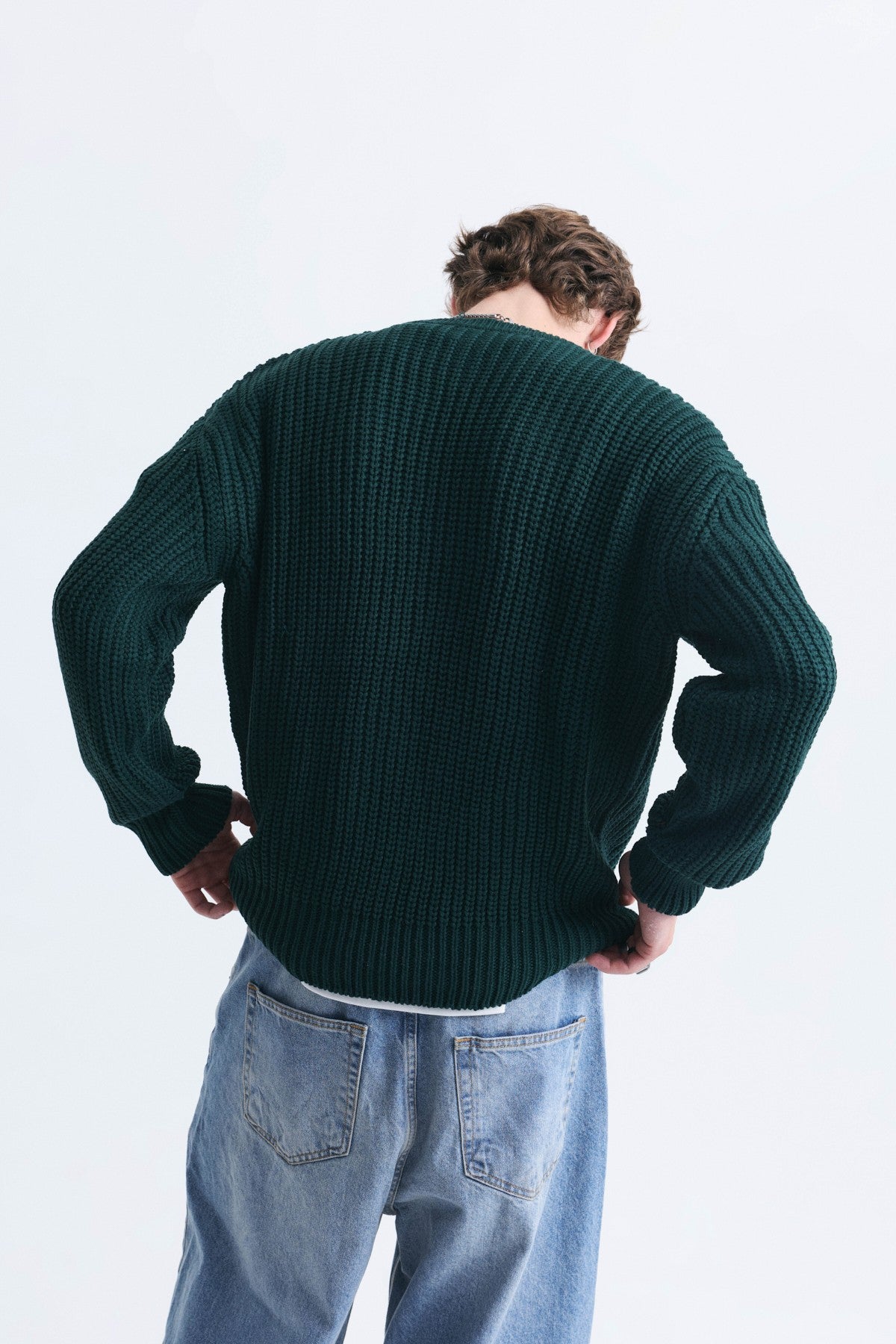 Oversize Blok Renkli Triko Kazak