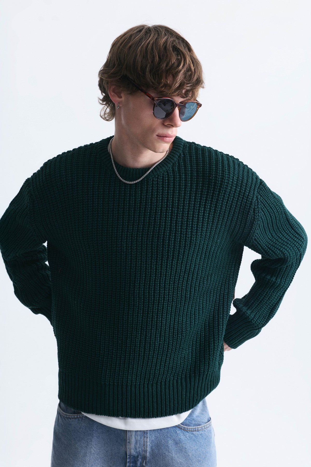Oversize Blok Renkli Triko Kazak