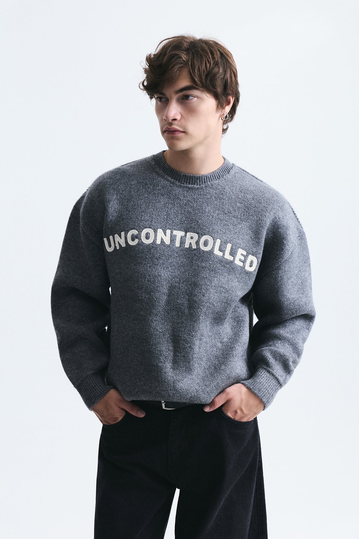 Oversize Baskılı Kazak