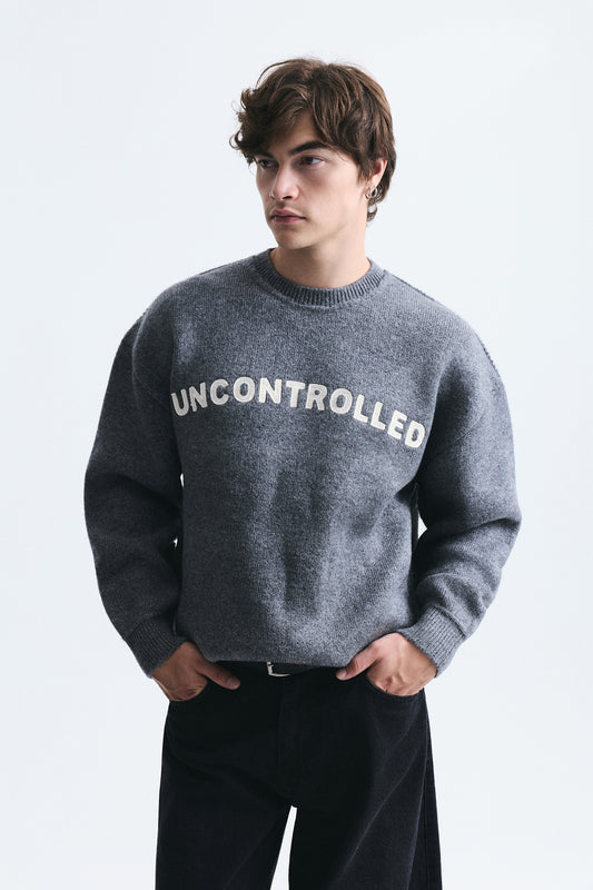 Oversize Baskılı Kazak