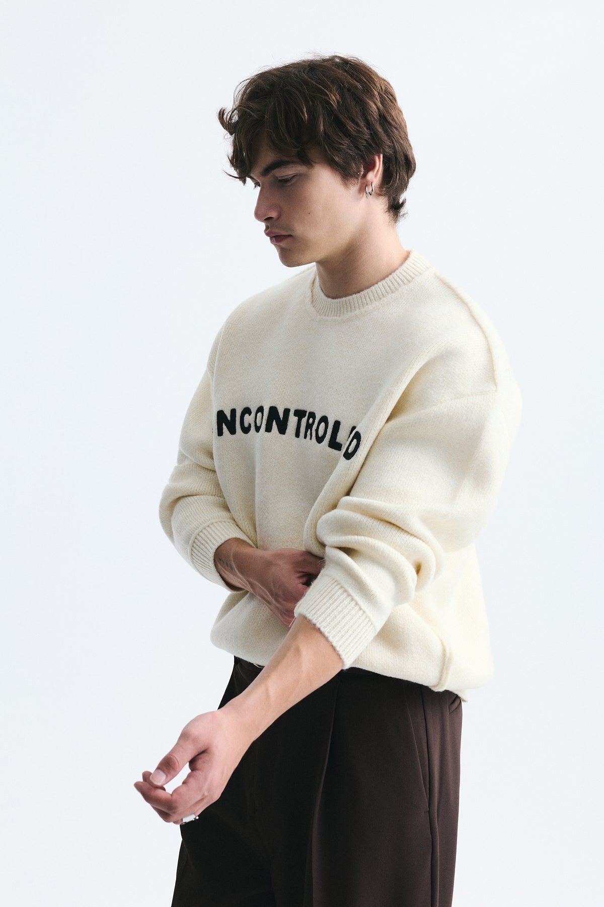 Oversize Baskılı Kazak