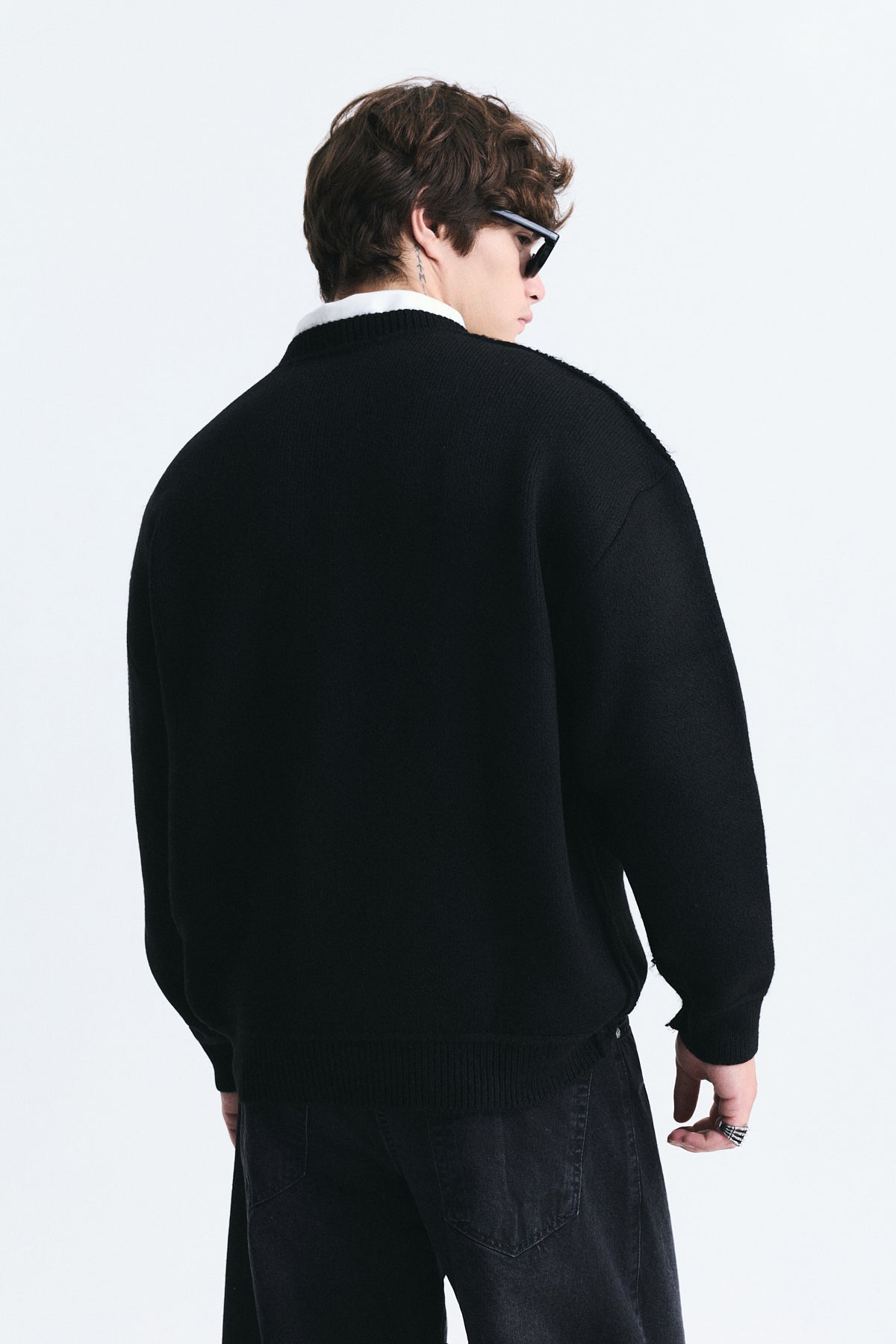Oversize Baskılı Kazak