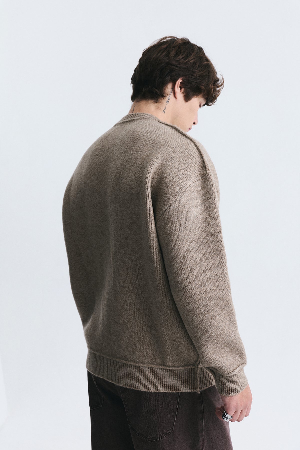 Oversize Baskılı Kazak