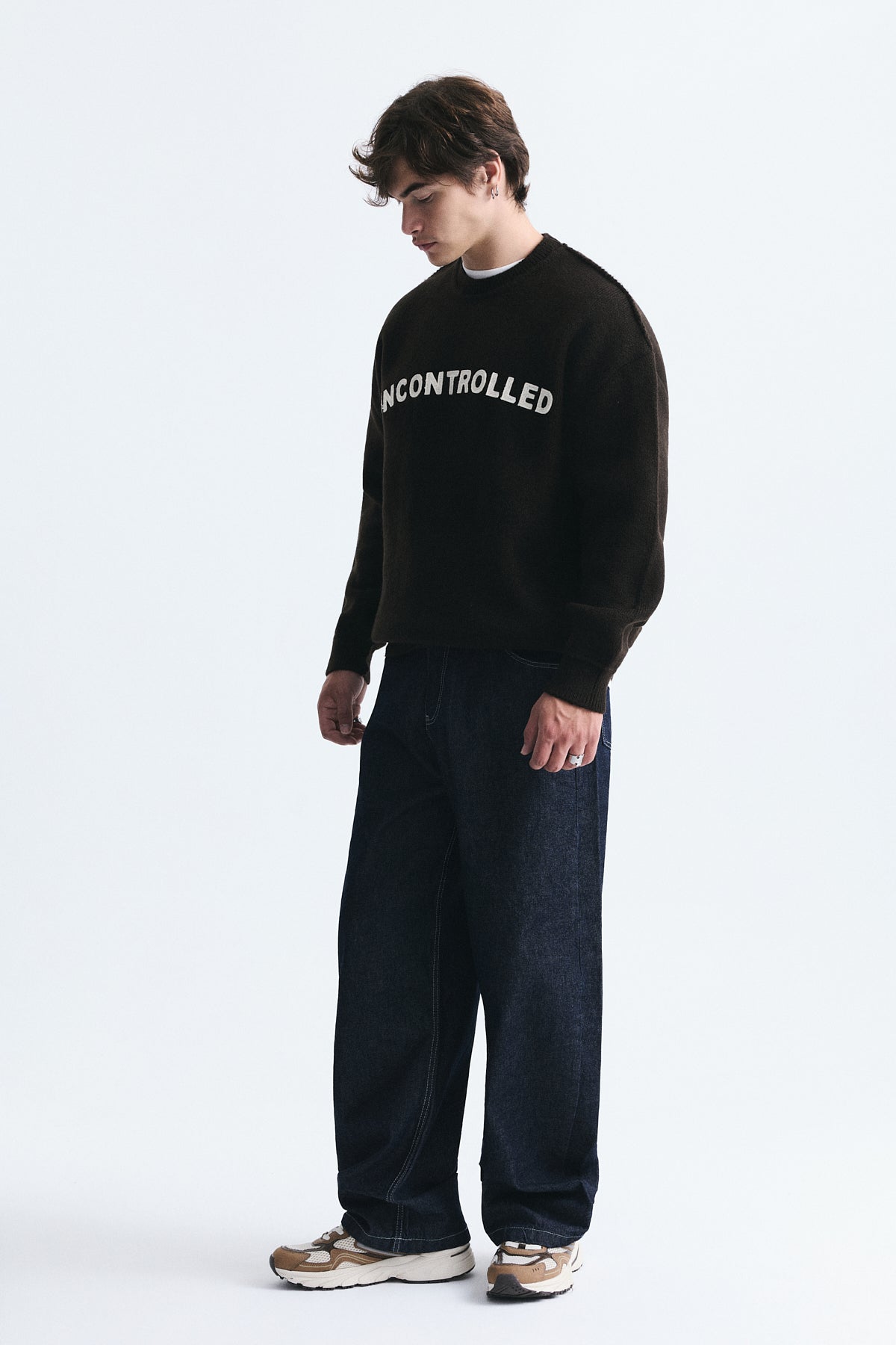 Oversize Baskılı Kazak