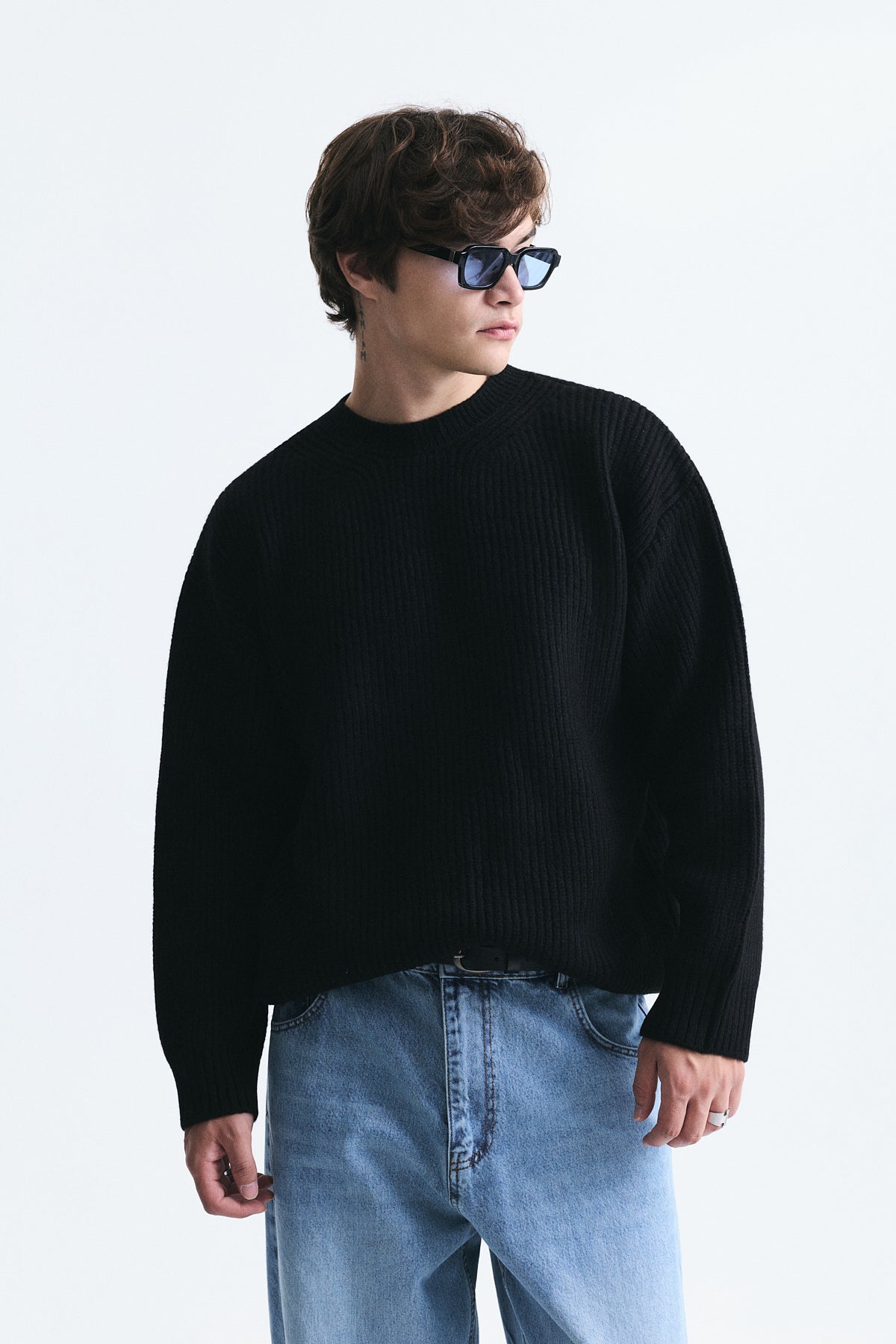Oversize Fitilli Triko Kazak