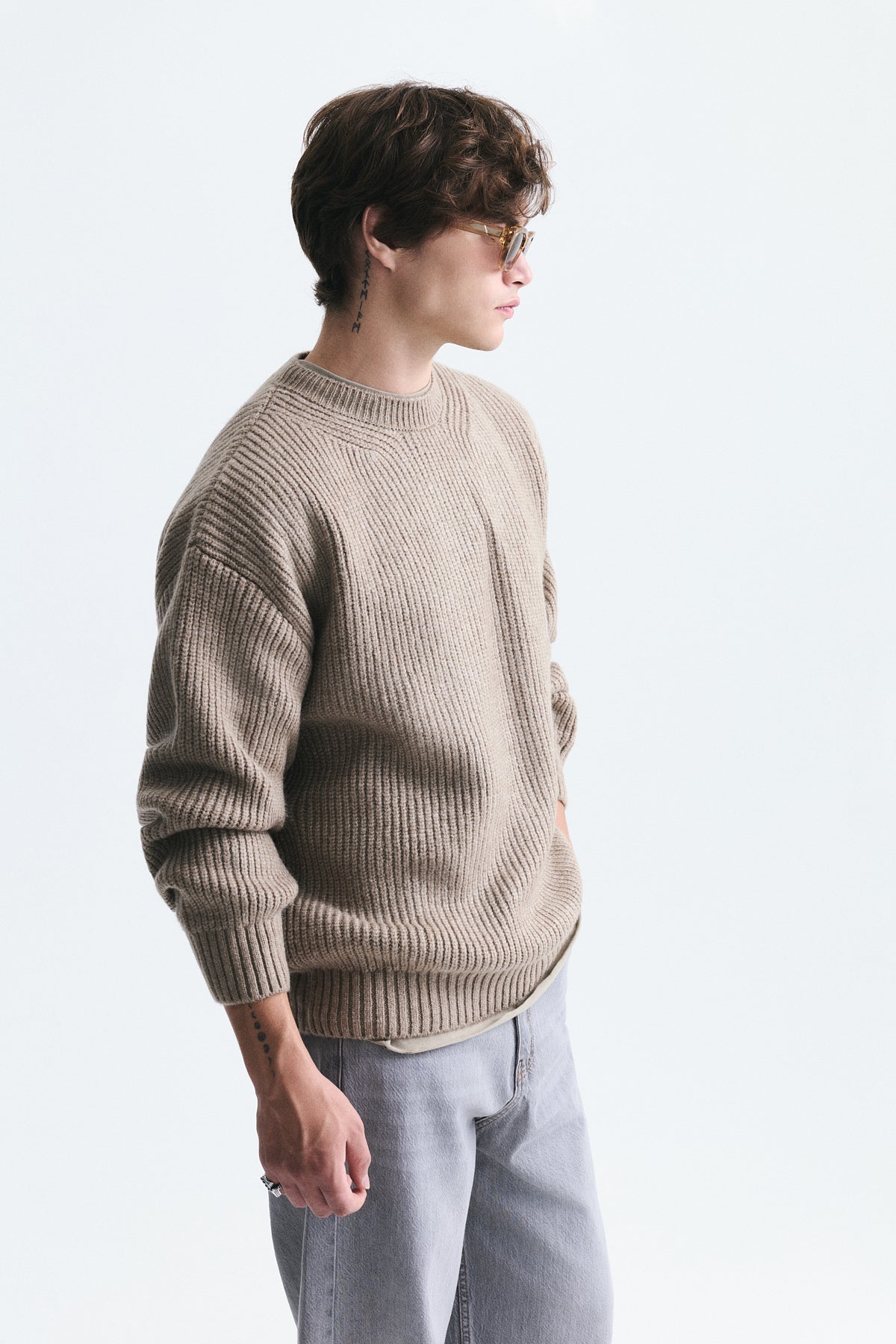 Oversize Fitilli Triko Kazak
