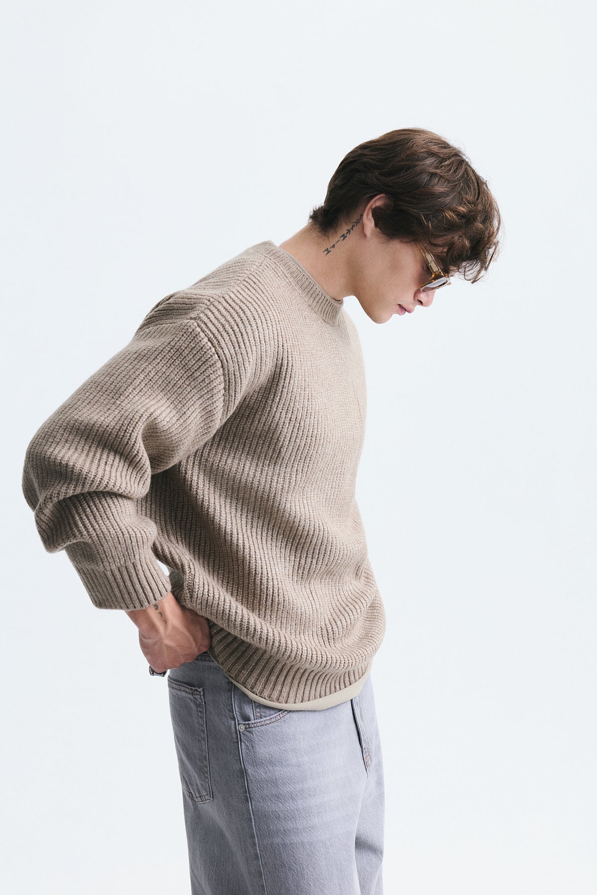 Oversize Fitilli Triko Kazak