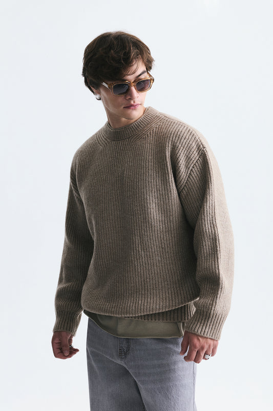 Oversize Fitilli Triko Kazak