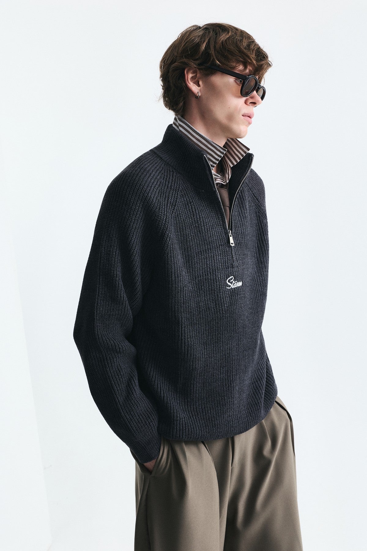 Fermuar Kapama Dik Yaka Sweatshirt