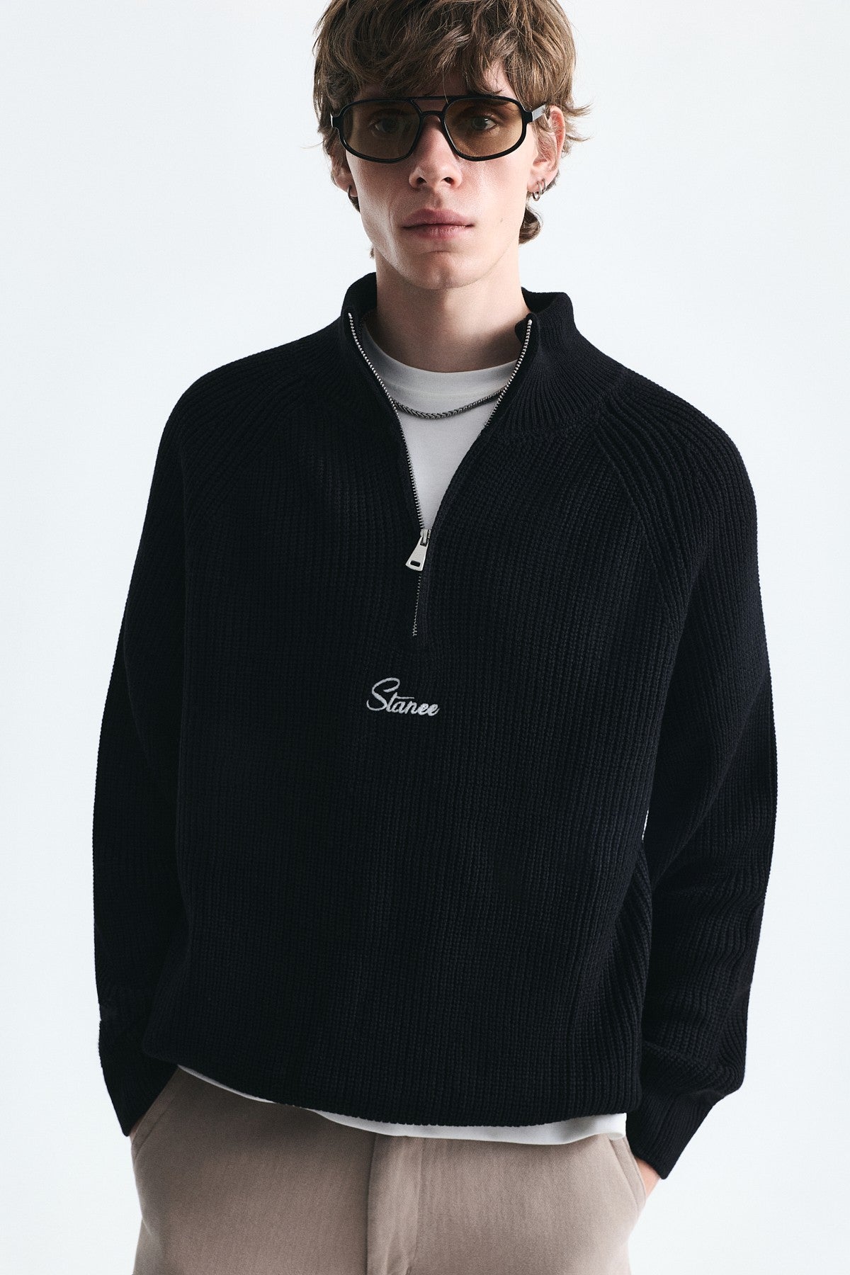 Fermuar Kapama Dik Yaka Sweatshirt