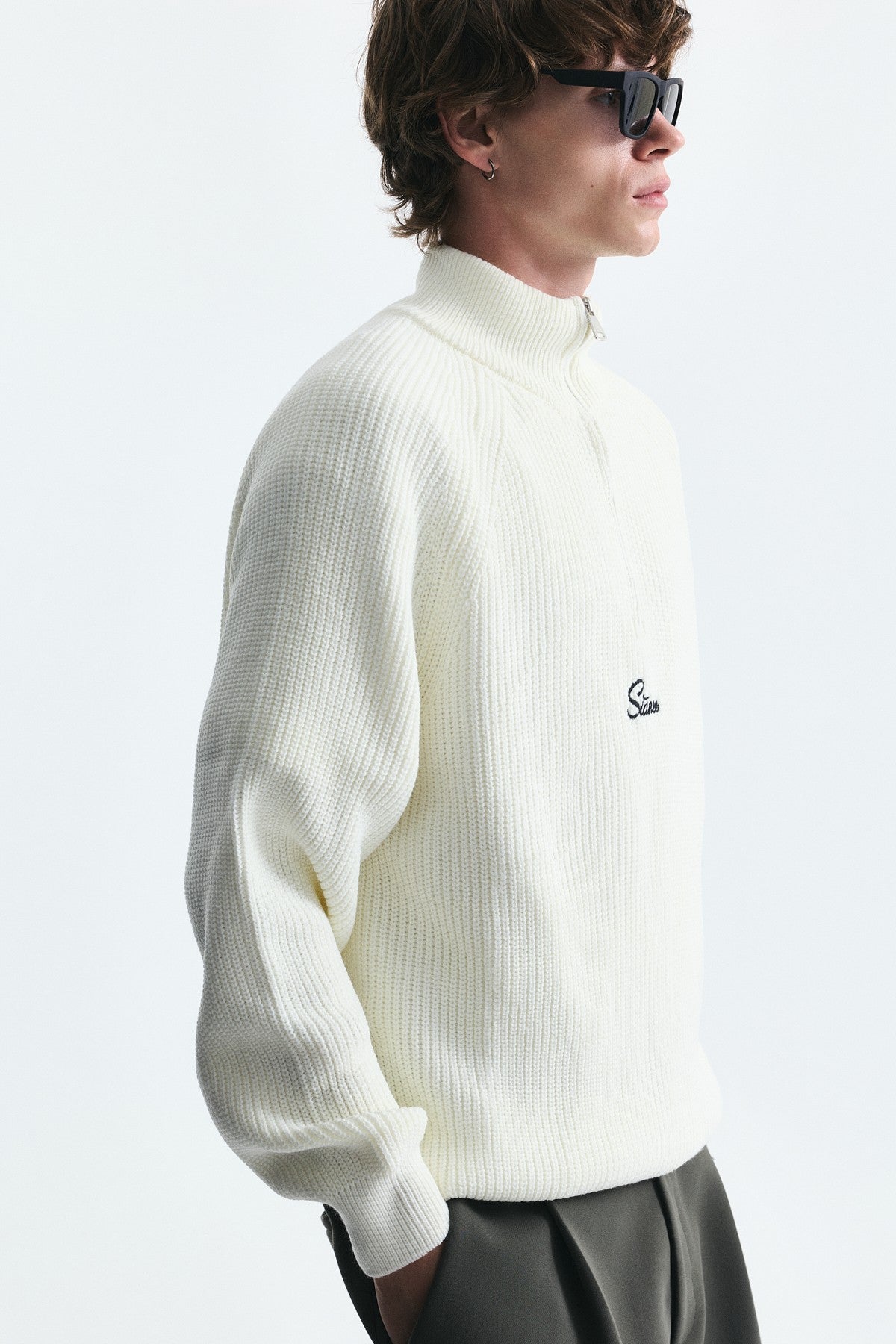 Fermuar Kapama Dik Yaka Sweatshirt