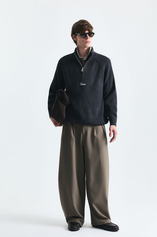 Fermuar Kapama Dik Yaka Sweatshirt