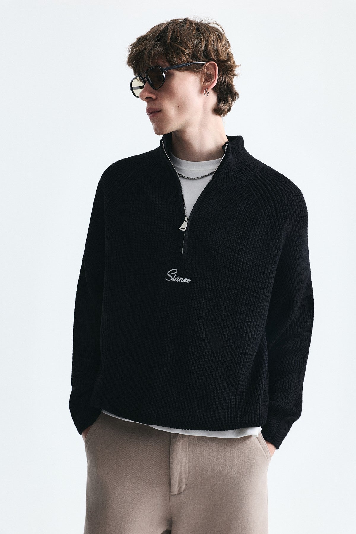 Fermuar Kapama Dik Yaka Sweatshirt