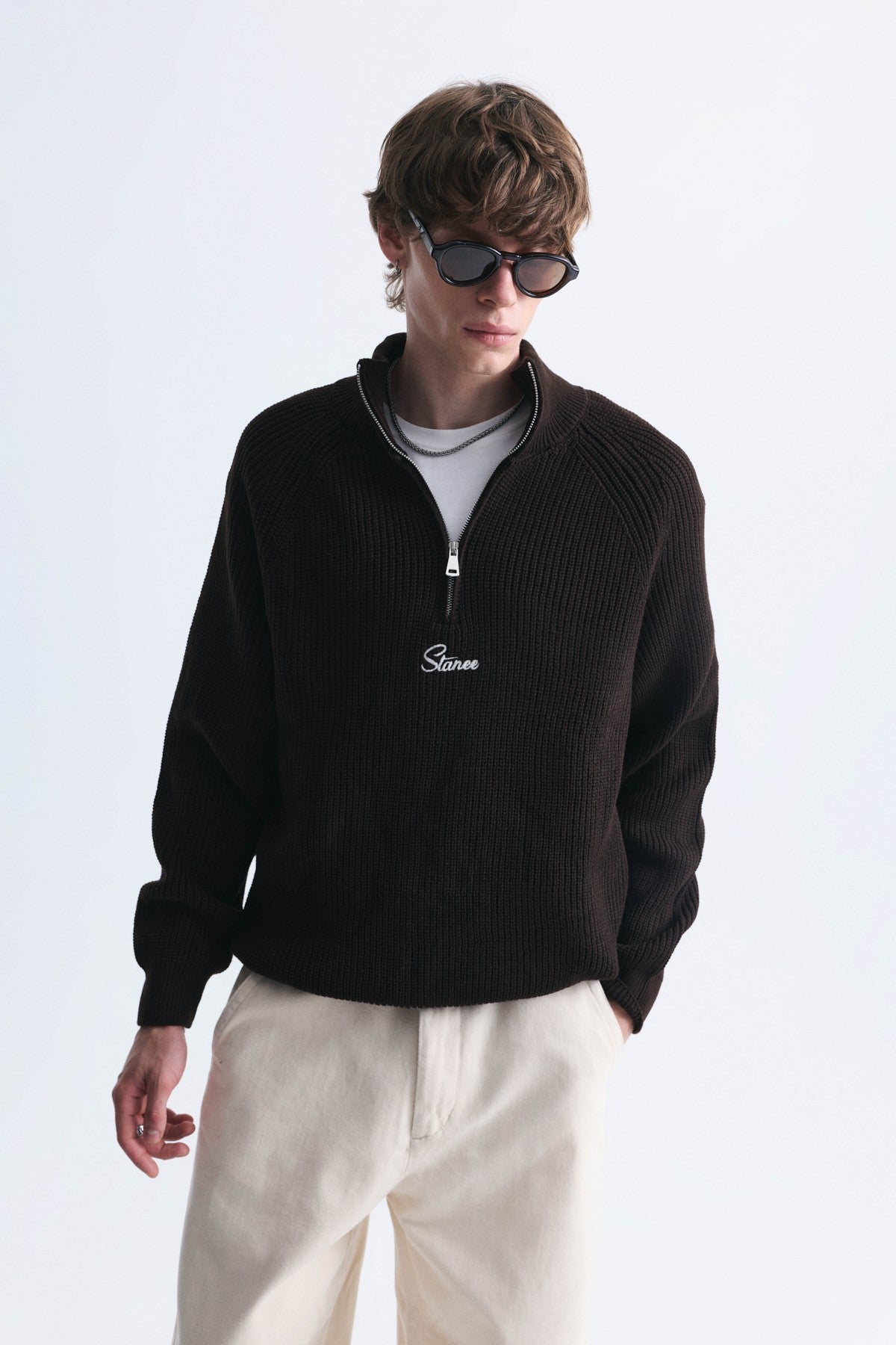 Fermuar Kapama Dik Yaka Sweatshirt