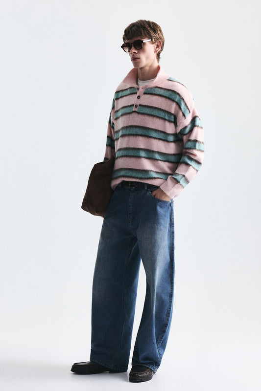 Oversize Blok Renkli Triko Kazak