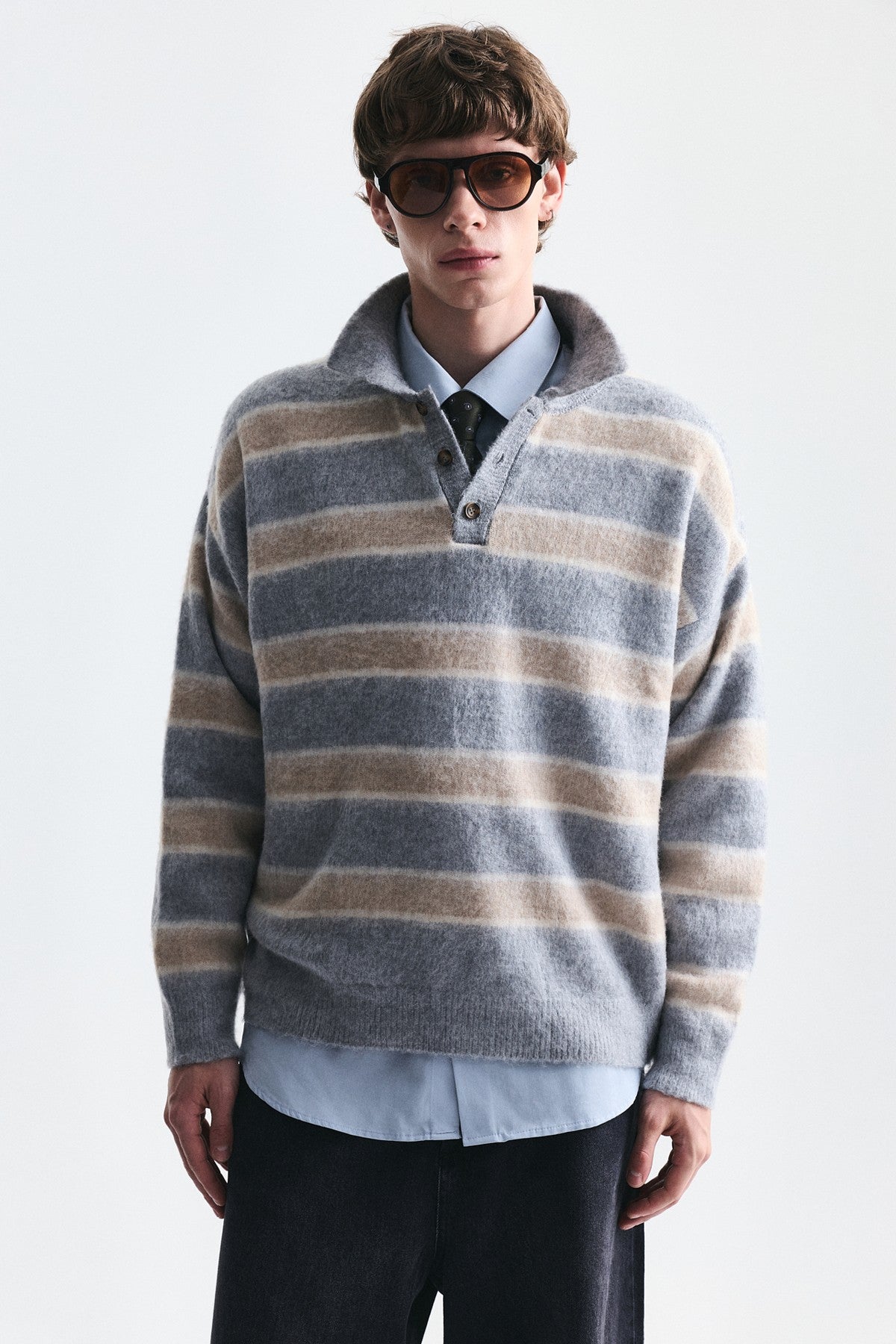 Oversize Blok Renkli Triko Kazak