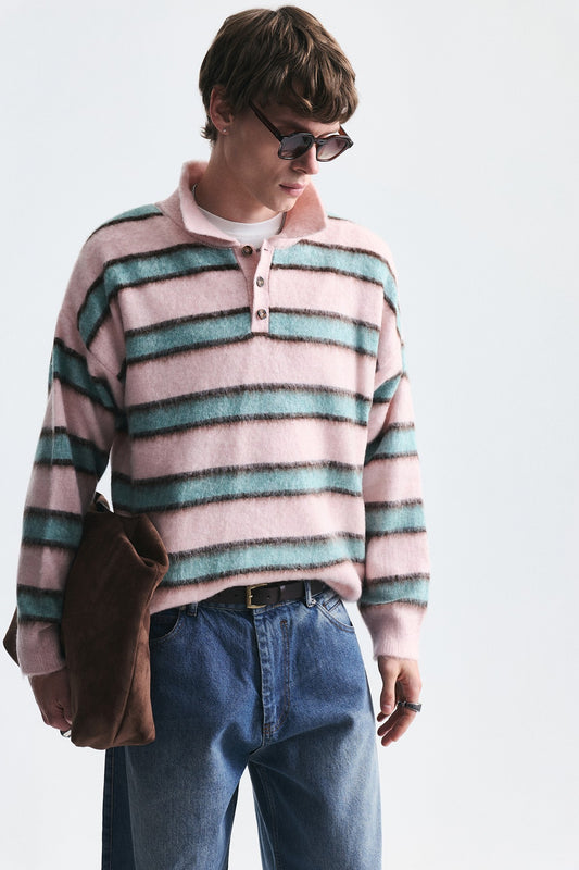 Oversize Blok Renkli Triko Kazak