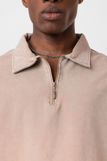 Polo Yaka Oversize Yıkamalı Tişört