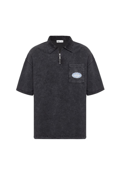 Oversize Polo Yaka Fermuarlı Tişört