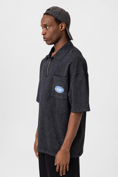 Oversize Polo Yaka Fermuarlı Tişört