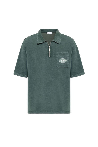 Oversize Polo Yaka Fermuarlı Tişört