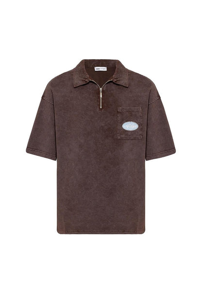 Oversize Polo Yaka Fermuarlı Tişört