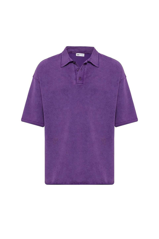 Polo Yaka Yıkamalı Oversize Tişört
