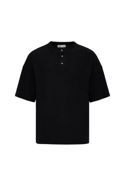 Düğmeli Yaka Oversize Tişört